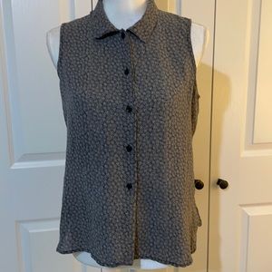 Jones New York Women’s SZ 12 Collared Sleeveless 109% Silk Blouse Button Down